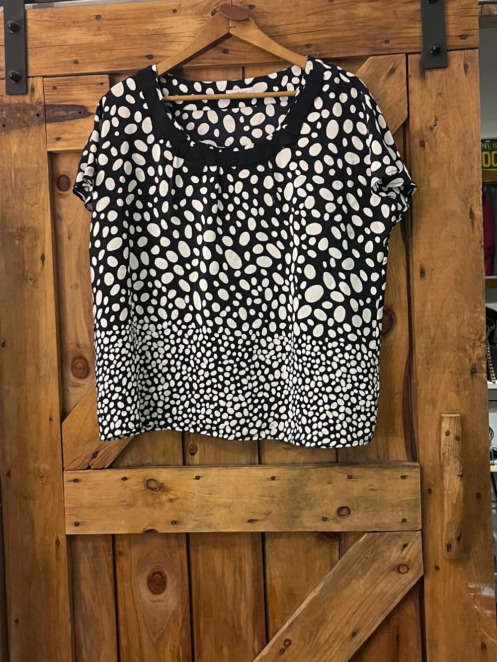 Windsmoor 100% Silk Polka Dot Blouse Black & Cream Plus Size 18